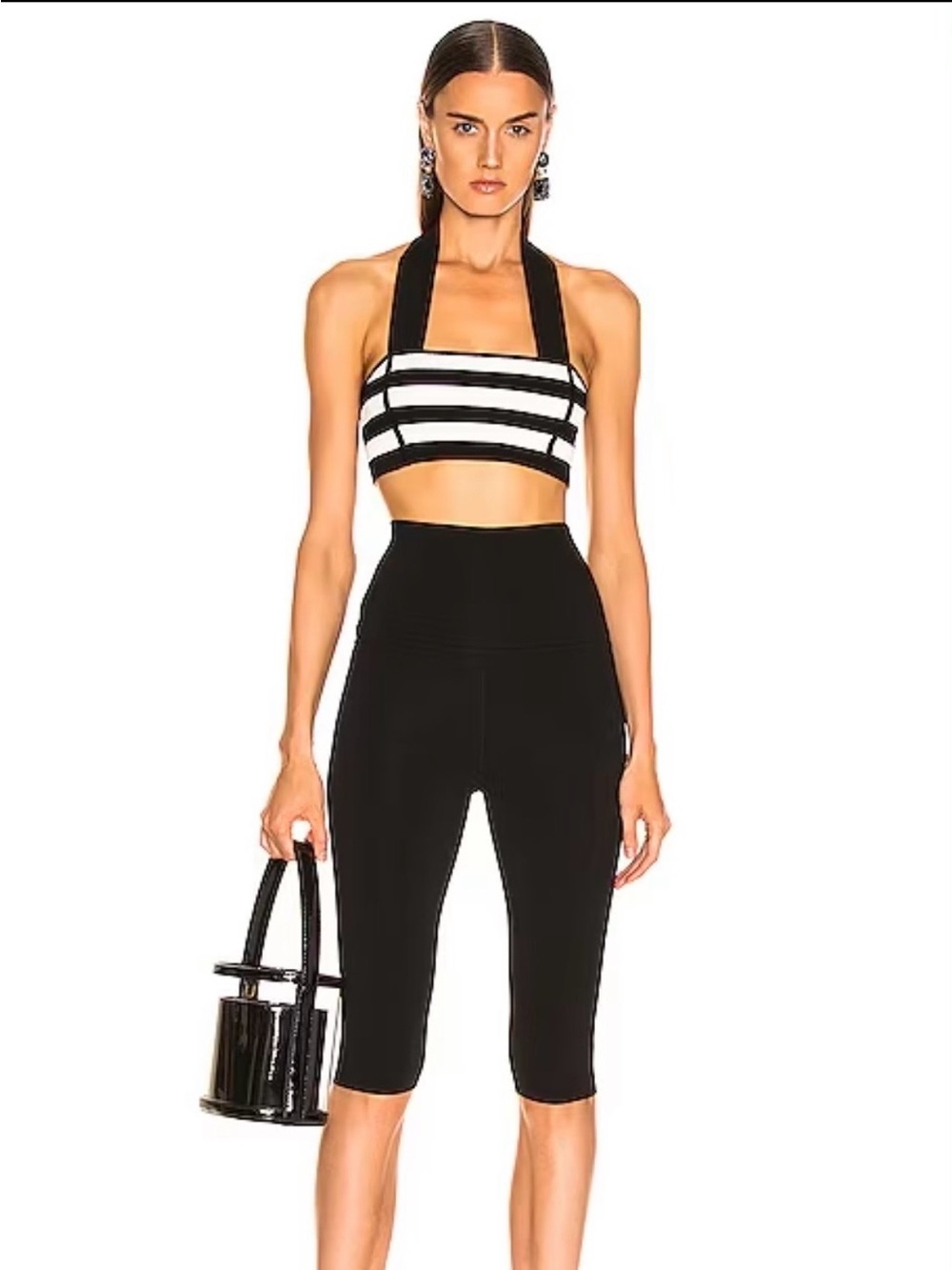 KHAITE “JANE” HIGH WAIST CROPPED LEGGING, SZ S BLACK